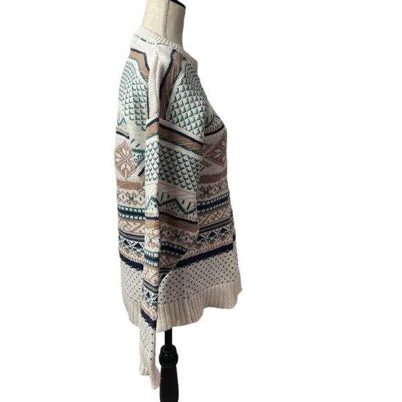 John Weitz Creak Brown Blue Crew Neck Knitted Tribal Sweater 100% cotton size M - Picture 5 of 9